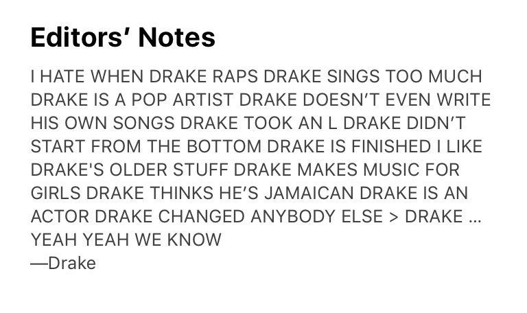 Drake message album